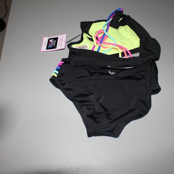 Black 2 Pcs Justice Bikini Swimsuit Size 18 - Picture 6 of 7